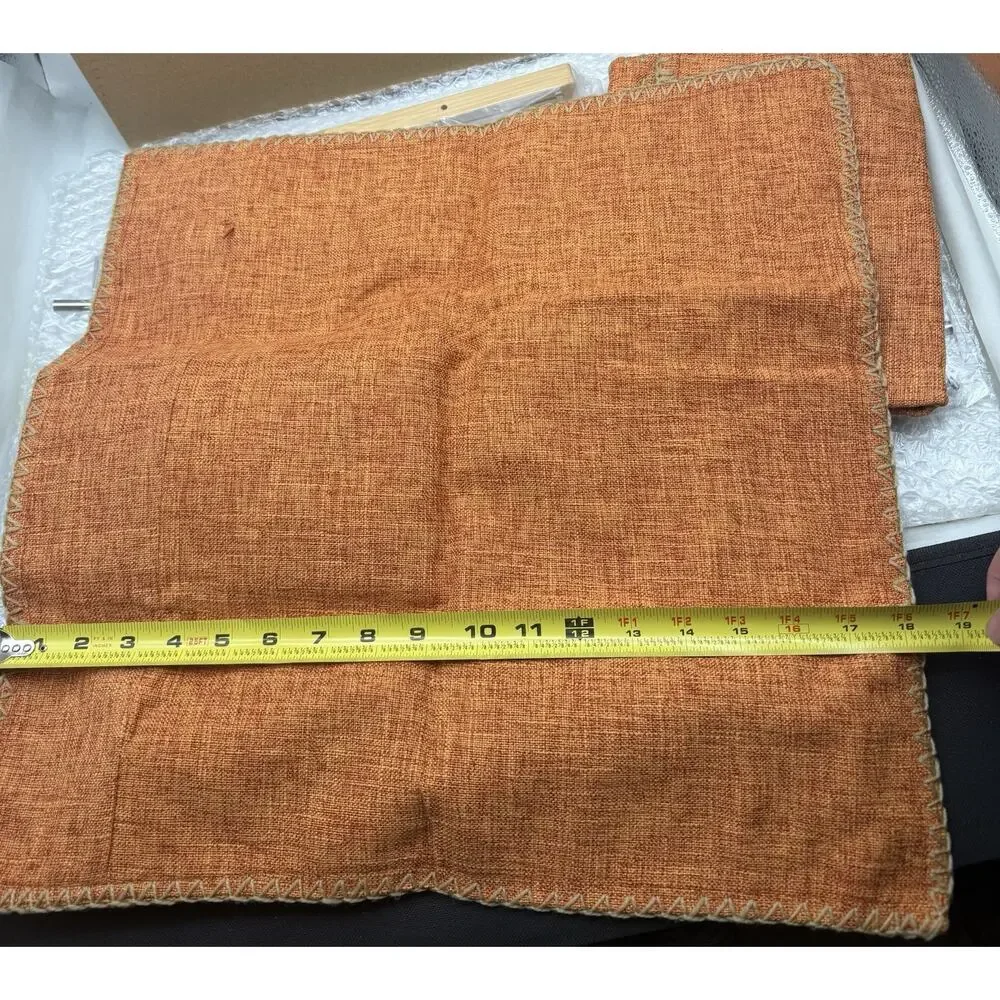 Decorative Throw Pillow COVERS Only Farmhouse Modern Trimmed Cord Orange 18”x18”